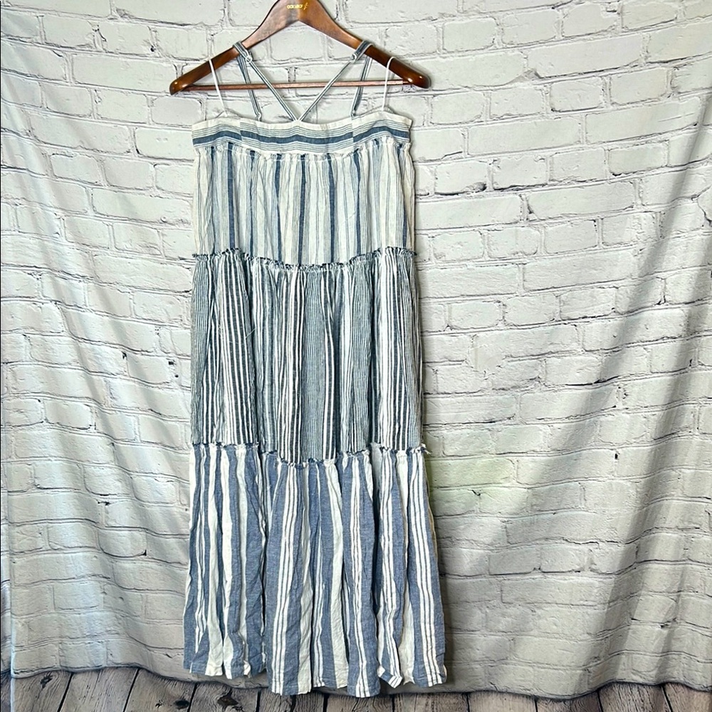 J. Crew Spaghetti Strap Tiered Maxi Dress Size Large Excellent Condition